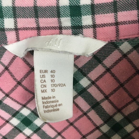 H&M Pink Flannel Button Down Size 10 - Picture 3 of 5